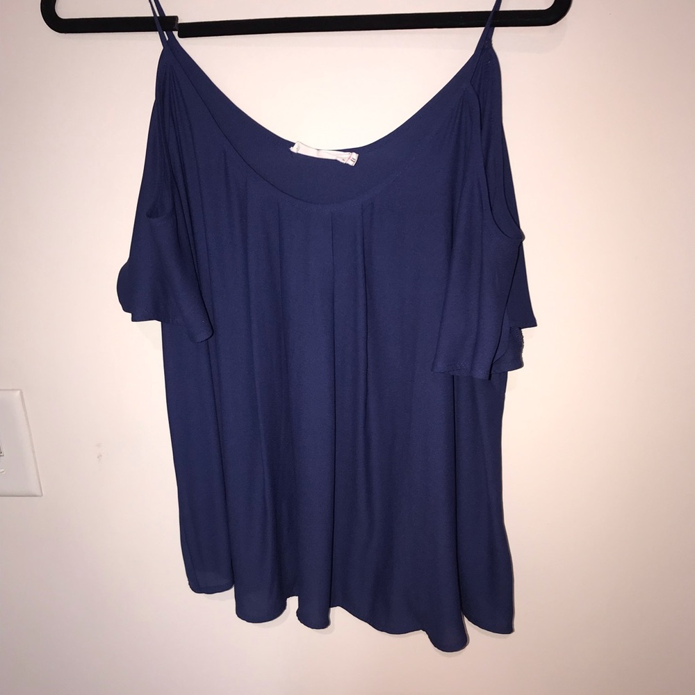 Blue cut out sleeve top